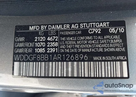2010 Mercedes-Benz C 300 Luxury 4Matic/Sport 4Matic from USA, damaged, VIN WDDGF8BB1AR126896